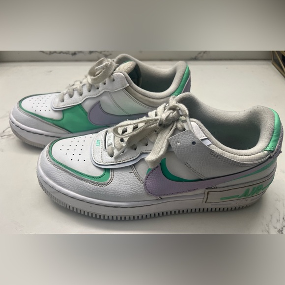 Nike sneaker Air Force 1 Shadow low white lilac  green women’s size 10 - Picture 2 of 8